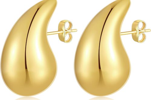 ASHYLE Handmade Ohrringe Gold Hängend, Goldene Ohrringe Damen, Tropfen Vergoldete Earrings for Women, Modeschmuck Chunky Hoop Earring Dupes für mädchen