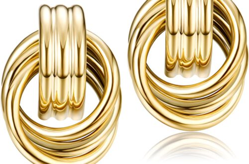 Dochais Knoten Tropfen Ohrringe, 316L Hypoallergene Elegante Goldene Ohrringe Hängend Chunky Drop Statement, Mode Schmuck Geschenk für Damen