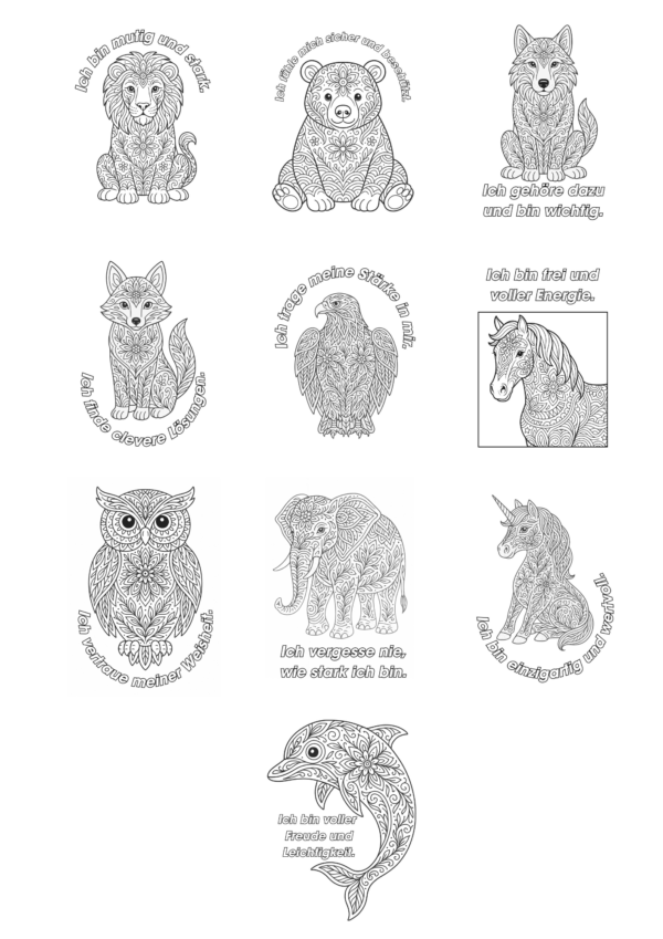 10 Krafttiere und Affirmationen - Bundle 1