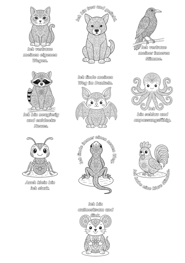 10 Krafttiere und Affirmationen - Bundle 3